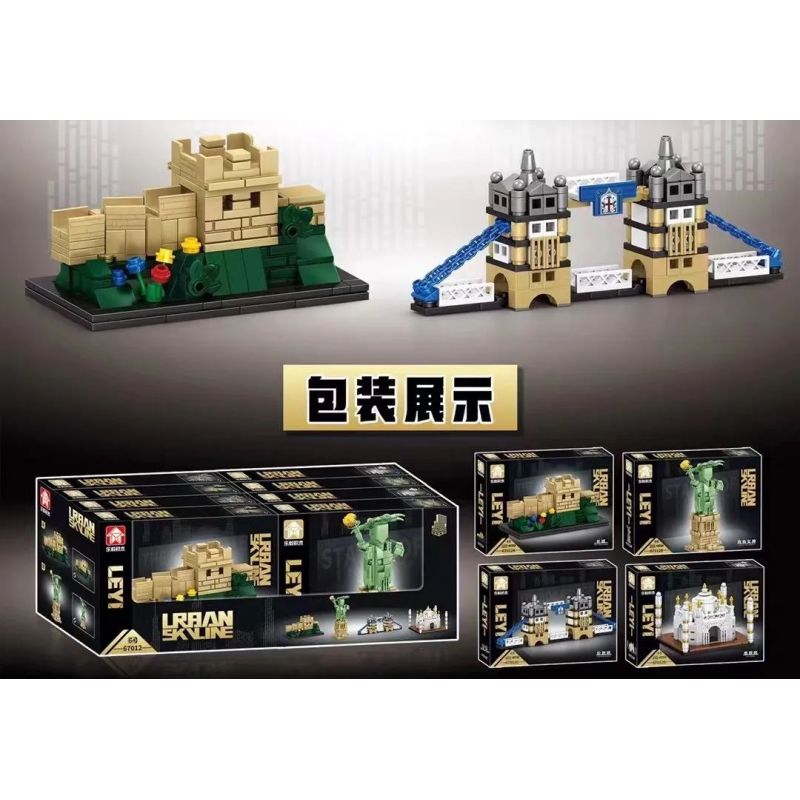 LE YI 67012 4 LOẠI CÔNG TRÌNH VẠN LÝ TRƯỜNG THÀNH TƯỢNG NỮ THẦN TỰ DO CẦU THÁP TAJ MAHAL bộ đồ chơi xếp lắp ráp ghép mô hình Architecture Công Trình Kiến Trúc