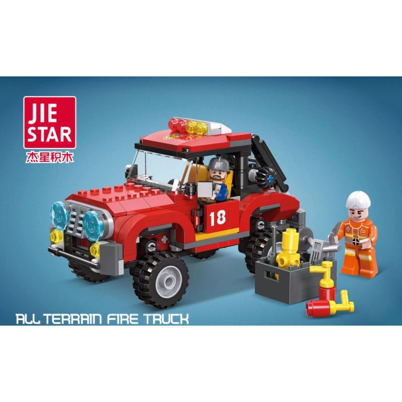 JIESTAR 52023 UNIVERSAL CITY XE CỨU HỎA MỌI ĐỊA HÌNH bộ đồ chơi xếp lắp ráp ghép mô hình ALL TERRAIN FIRE TRUCK Thành Phố 305 khối