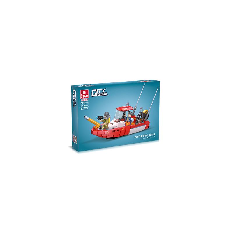 JIESTAR 52025 UNIVERSAL CITY THUYỀN CỨU HỎA bộ đồ chơi xếp lắp ráp ghép mô hình RESCUE FIRE BOATS Thành Phố 319 khối