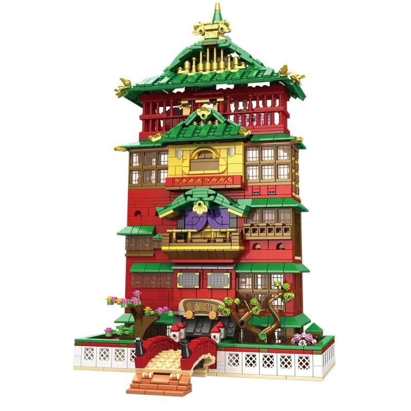 WE GAME COMING 66032 non Lego SPIRITED AWAY OIL HOUSE KHU NGHỈ DƯỠNG SUỐI NƯỚC NÓNG YUBABA bộ đồ chơi xếp lắp ráp ghép mô hình Movie & Game MYSTERIOUS TOWN Phim Và Trò Chơi 1868 khối