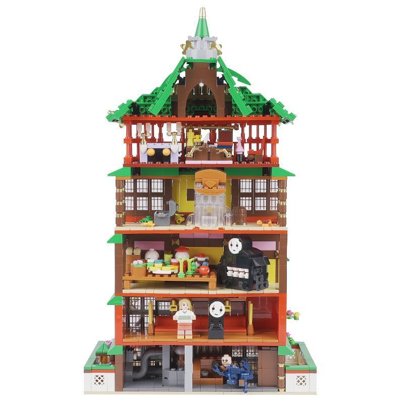 WE GAME COMING 66032 SPIRITED AWAY OIL HOUSE KHU NGHỈ DƯỠNG SUỐI NƯỚC NÓNG YUBABA bộ đồ chơi xếp lắp ráp ghép mô hình Movie & Game MYSTERIOUS TOWN Phim Và Trò Chơi 1868 khối