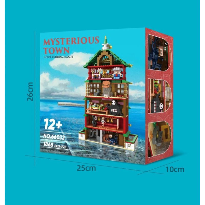 WE GAME COMING 66032 SPIRITED AWAY OIL HOUSE KHU NGHỈ DƯỠNG SUỐI NƯỚC NÓNG YUBABA bộ đồ chơi xếp lắp ráp ghép mô hình Movie & Game MYSTERIOUS TOWN Phim Và Trò Chơi 1868 khối
