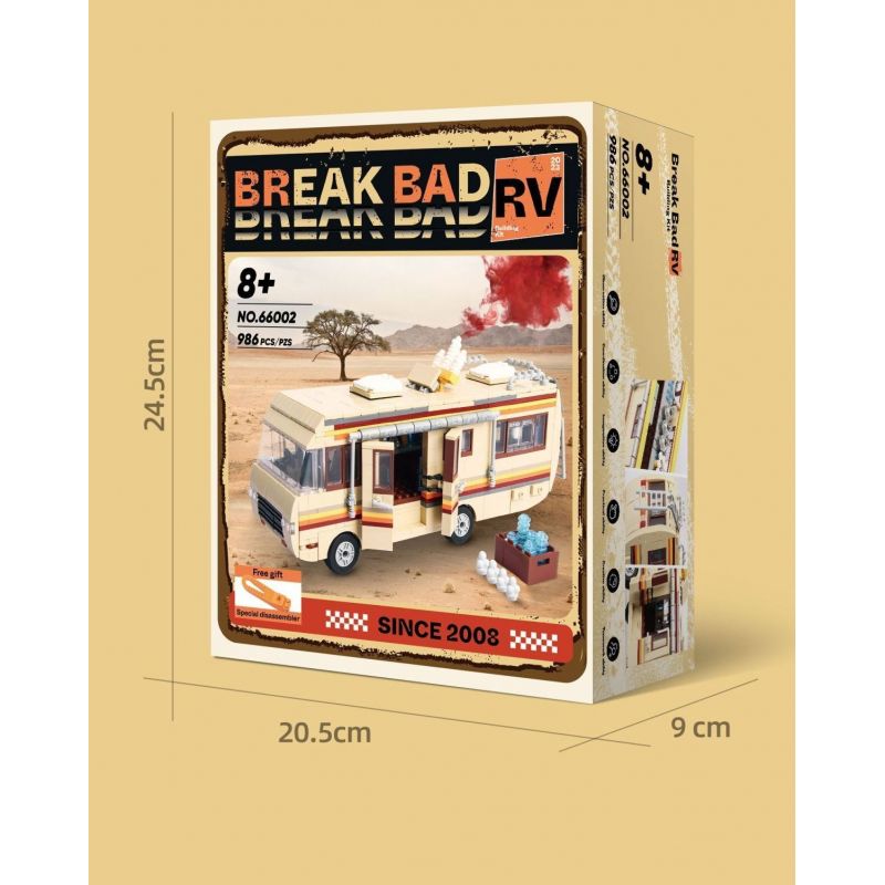 WE GAME COMING 66002 XE BUÝT ĐÈN XANH BREAKING BAD bộ đồ chơi xếp lắp ráp ghép mô hình Movie & Game GREENLIGHT BREAK BAD RV Phim Và Trò Chơi 986 khối