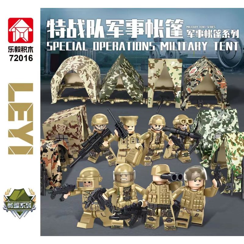 LE YI 72016 LỀU QUÂN ĐỘI ĐẶC BIỆT 8 LOẠI bộ đồ chơi xếp lắp ráp ghép mô hình Military Army Quân Sự Bộ Đội