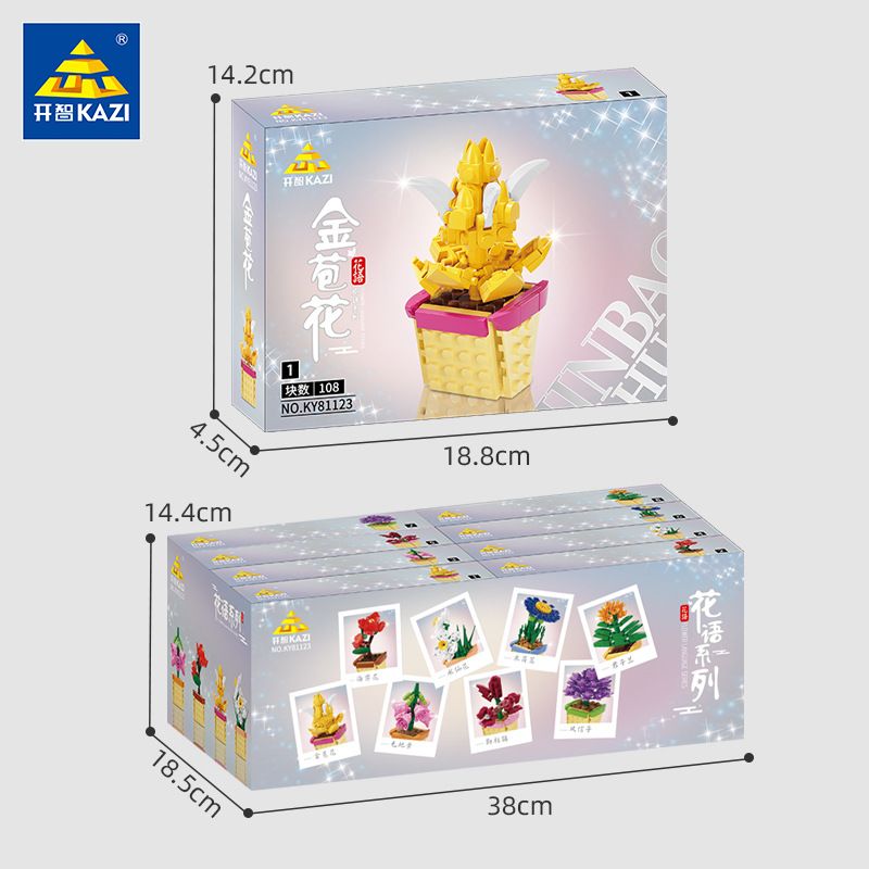 Kazi KY81123 81123 NGÔN NGỮ CỦA CÁC LOÀI HOA 8 LOẠI THU HẢI ĐƯỜNG THỦY TIÊN MỘC QUA MAO ĐỊA HOÀNG ĐỖ QUYÊN LỤC BÌNH CLIVIA LÁ BẮC VÀNG bộ đồ chơi xếp lắp ráp ghép mô hình Creator FLOWER LANGUAGE Sáng Tạo 805 khối