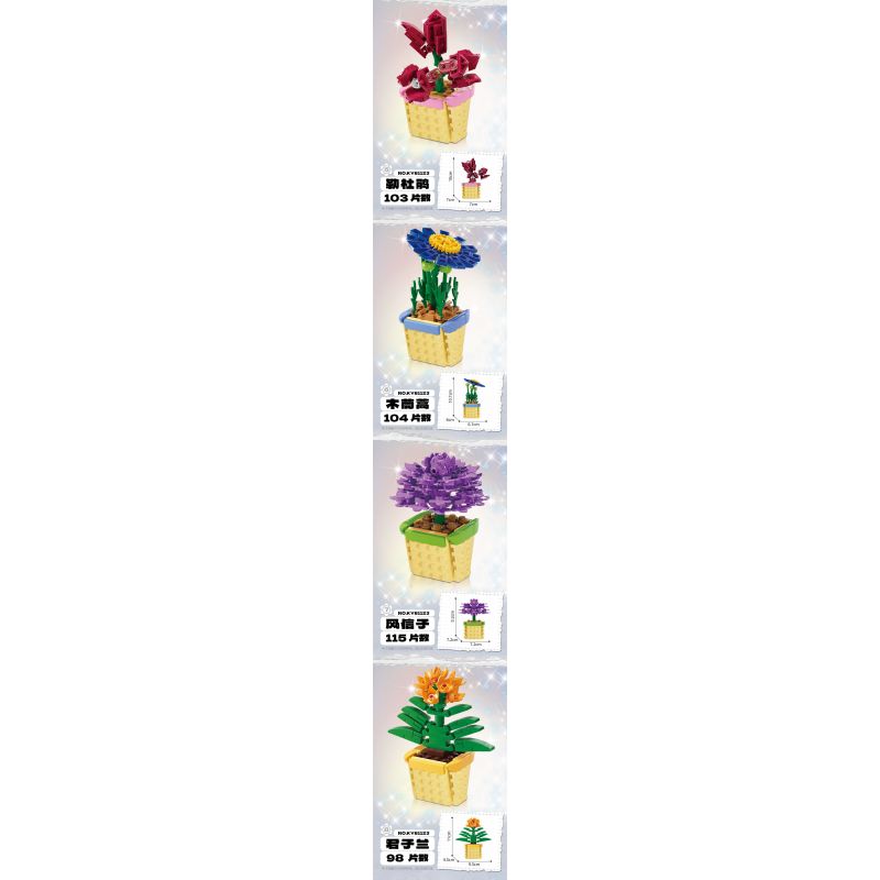 Kazi KY81123 81123 NGÔN NGỮ CỦA CÁC LOÀI HOA 8 LOẠI THU HẢI ĐƯỜNG THỦY TIÊN MỘC QUA MAO ĐỊA HOÀNG ĐỖ QUYÊN LỤC BÌNH CLIVIA LÁ BẮC VÀNG bộ đồ chơi xếp lắp ráp ghép mô hình Creator FLOWER LANGUAGE Sáng Tạo 805 khối