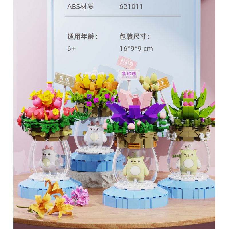 ZHEGAO 621011 GẤU VỪA CHỚM NỞ ĐẦY MÀU SẮC VÀ MỌNG NƯỚC bộ đồ chơi xếp lắp ráp ghép mô hình Creator Sáng Tạo
