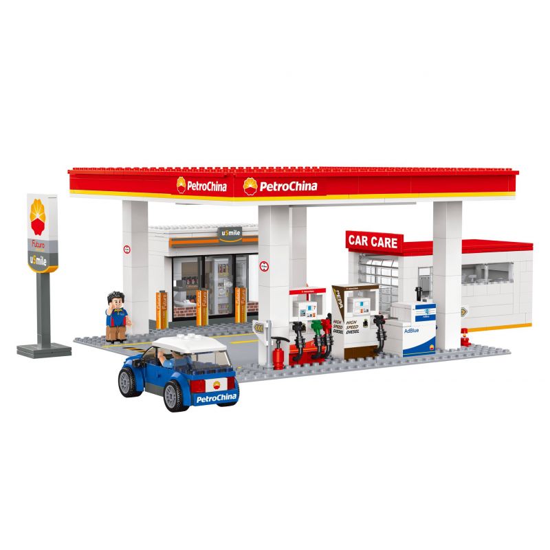 ROYAL TOYS RTS8 non Lego CÂU CHUYỆN THỊ TRẤN NHỎ TRẠM DẦU PETROCHINA bộ đồ chơi xếp lắp ráp ghép mô hình City CITY STORY PETROCHINA STATION Thành Phố 538 khối