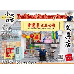 ROYAL TOYS RT57 CÂU CHUYỆN THỊ TRẤN NHỎ CỬA HÀNG VĂN PHÒNG PHẨM bộ đồ chơi xếp lắp ráp ghép mô hình City CITY STORY TRADITIONAL STATIONERY STORE Thành Phố 102 khối