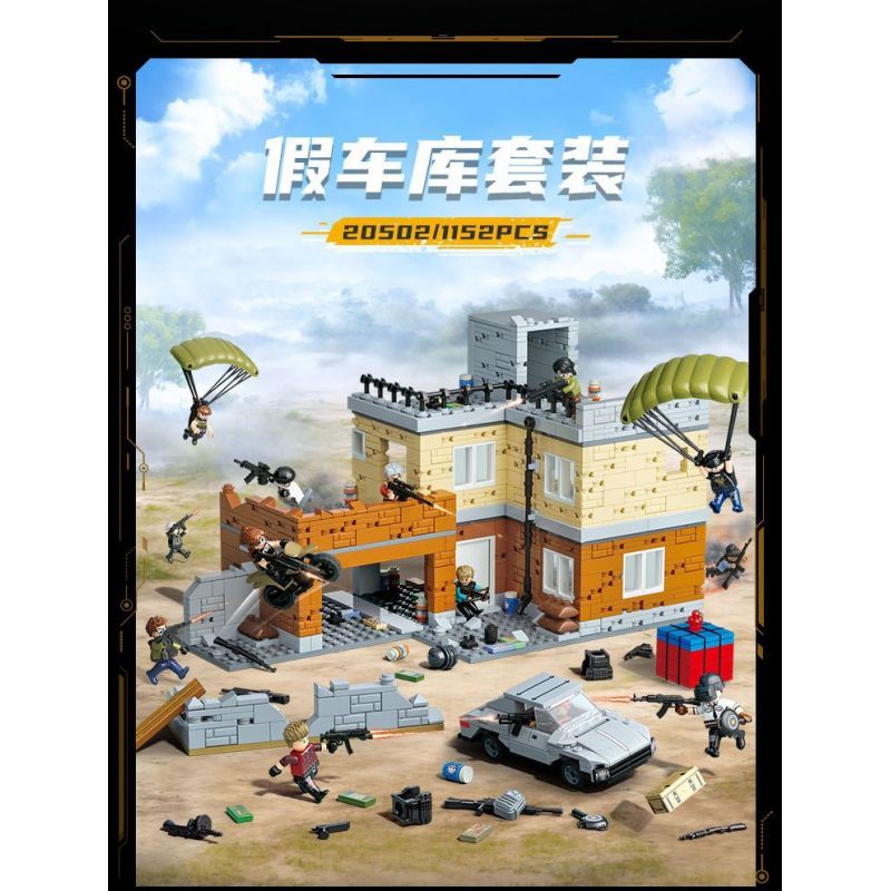 GUDI 20502 PEACE ELITE CẢNH NHÀ ĐỂ XE GIẢ bộ đồ chơi xếp lắp ráp ghép mô hình Movie & Game Phim Và Trò Chơi 1152 khối