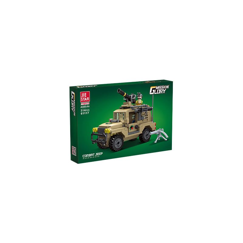 JIESTAR 61117 XE JEEP CHIẾN ĐẤU bộ đồ chơi xếp lắp ráp ghép mô hình Military Army COMBAT JEEP Quân Sự Bộ Đội 317 khối