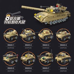 JIESTAR 59223 TRẬN CHIẾN XE TĂNG TÁM TRONG MỘT bộ đồ chơi xếp lắp ráp ghép mô hình Military Army TANK BATTLE Quân Sự Bộ Đội 679 khối