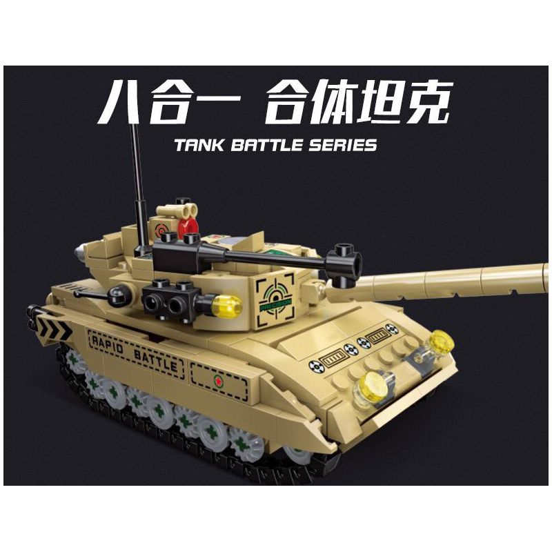 JIESTAR 59223 TRẬN CHIẾN XE TĂNG TÁM TRONG MỘT bộ đồ chơi xếp lắp ráp ghép mô hình Military Army TANK BATTLE Quân Sự Bộ Đội 679 khối
