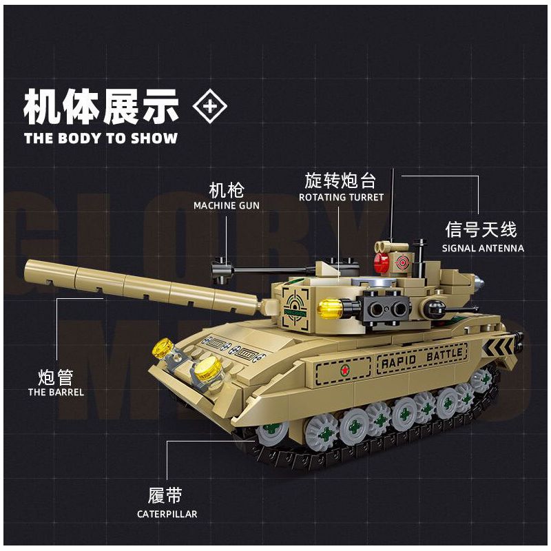 JIESTAR 59223 TRẬN CHIẾN XE TĂNG TÁM TRONG MỘT bộ đồ chơi xếp lắp ráp ghép mô hình Military Army TANK BATTLE Quân Sự Bộ Đội 679 khối