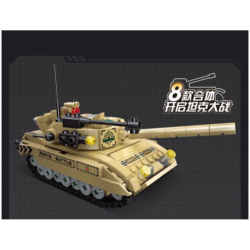 JIESTAR 59223 TRẬN CHIẾN XE TĂNG TÁM TRONG MỘT bộ đồ chơi xếp lắp ráp ghép mô hình Military Army TANK BATTLE Quân Sự Bộ Đội 679 khối