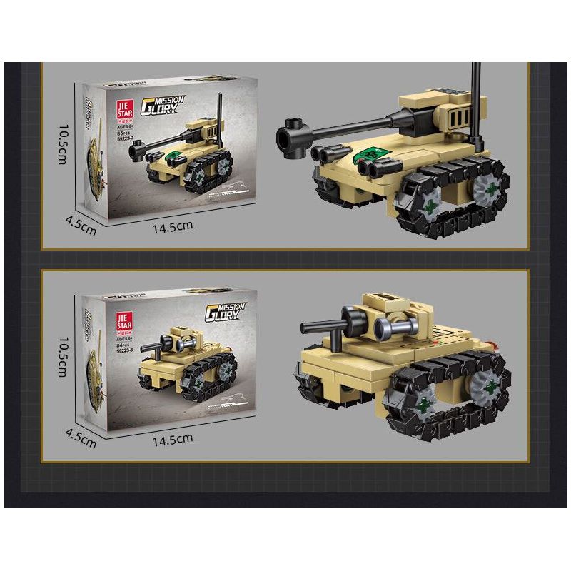 JIESTAR 59223 TRẬN CHIẾN XE TĂNG TÁM TRONG MỘT bộ đồ chơi xếp lắp ráp ghép mô hình Military Army TANK BATTLE Quân Sự Bộ Đội 679 khối