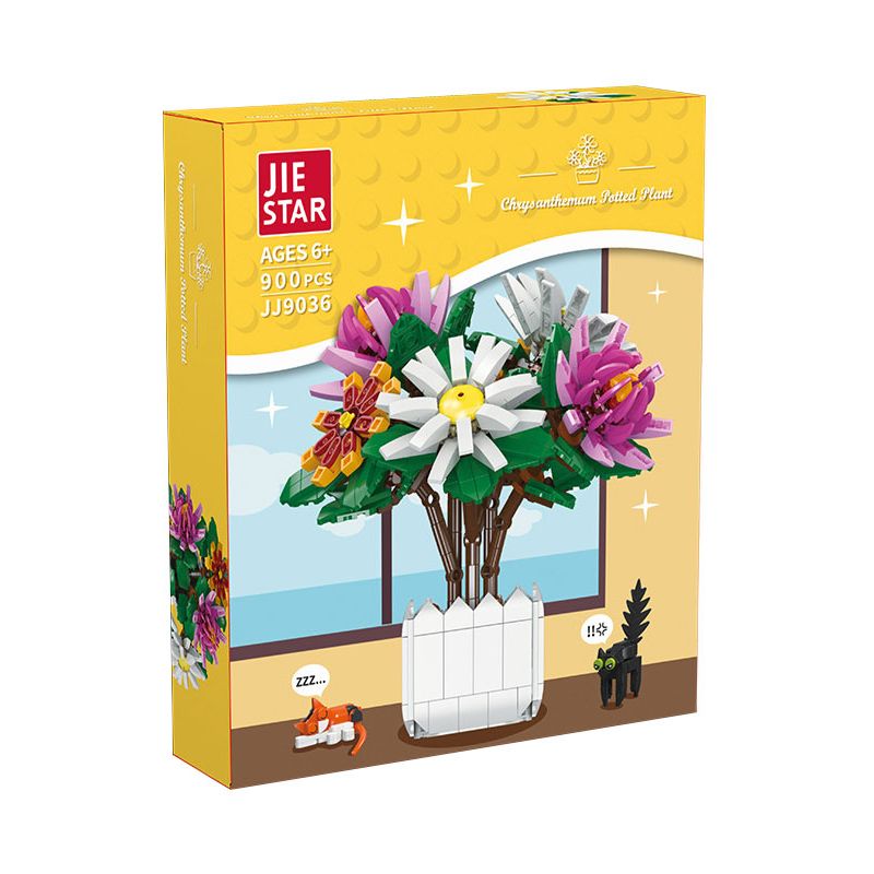 JIESTAR JJ9036 9036 CHẬU CÂY HOA CÚC bộ đồ chơi xếp lắp ráp ghép mô hình Creator CHIYSANTHEMUM POTTED PLANT Sáng Tạo 900 khối