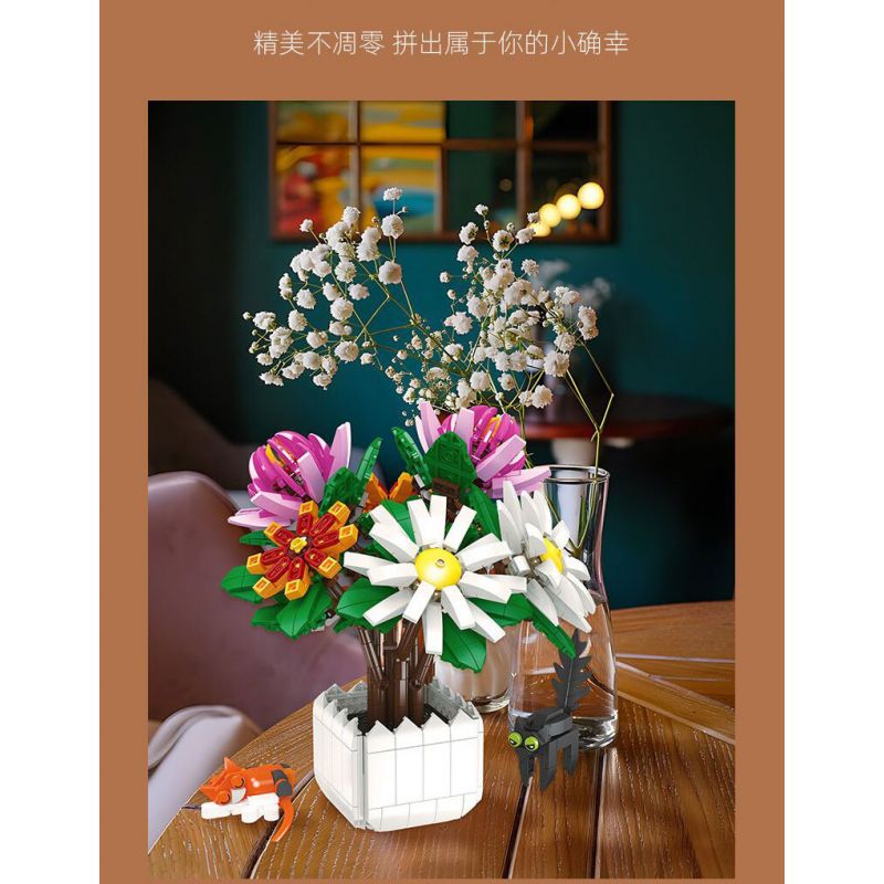 JIESTAR JJ9036 9036 CHẬU CÂY HOA CÚC bộ đồ chơi xếp lắp ráp ghép mô hình Creator CHIYSANTHEMUM POTTED PLANT Sáng Tạo 900 khối