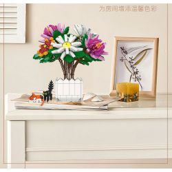 JIESTAR JJ9036 9036 CHẬU CÂY HOA CÚC bộ đồ chơi xếp lắp ráp ghép mô hình Creator CHIYSANTHEMUM POTTED PLANT Sáng Tạo 900 khối