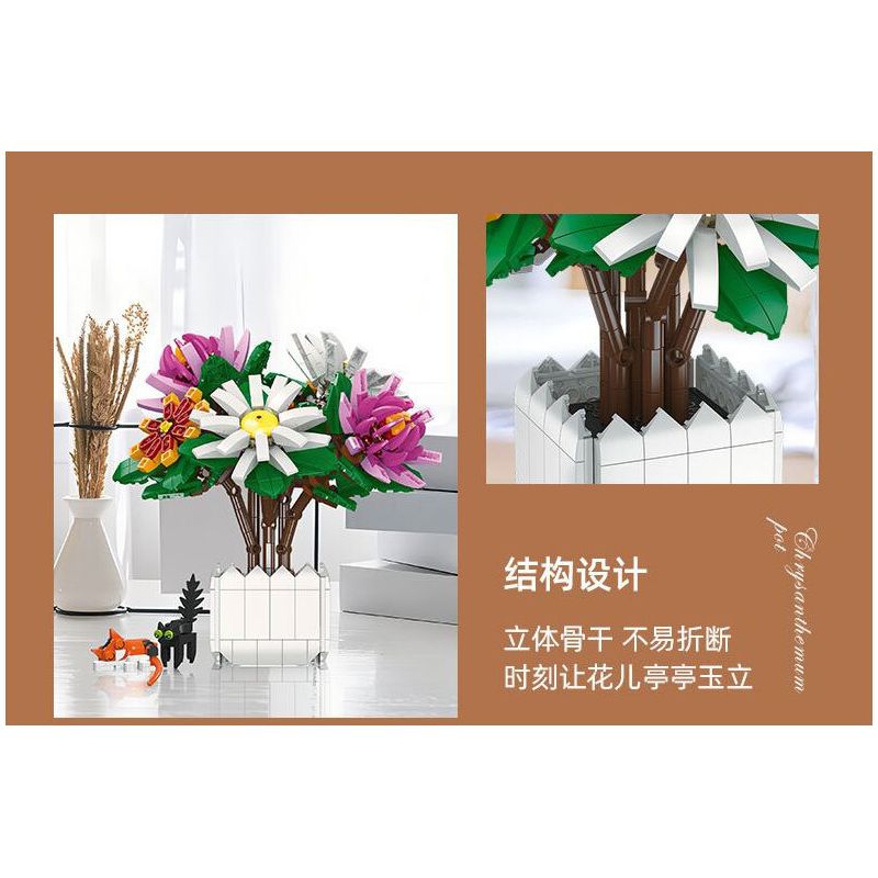 JIESTAR JJ9036 9036 CHẬU CÂY HOA CÚC bộ đồ chơi xếp lắp ráp ghép mô hình Creator CHIYSANTHEMUM POTTED PLANT Sáng Tạo 900 khối