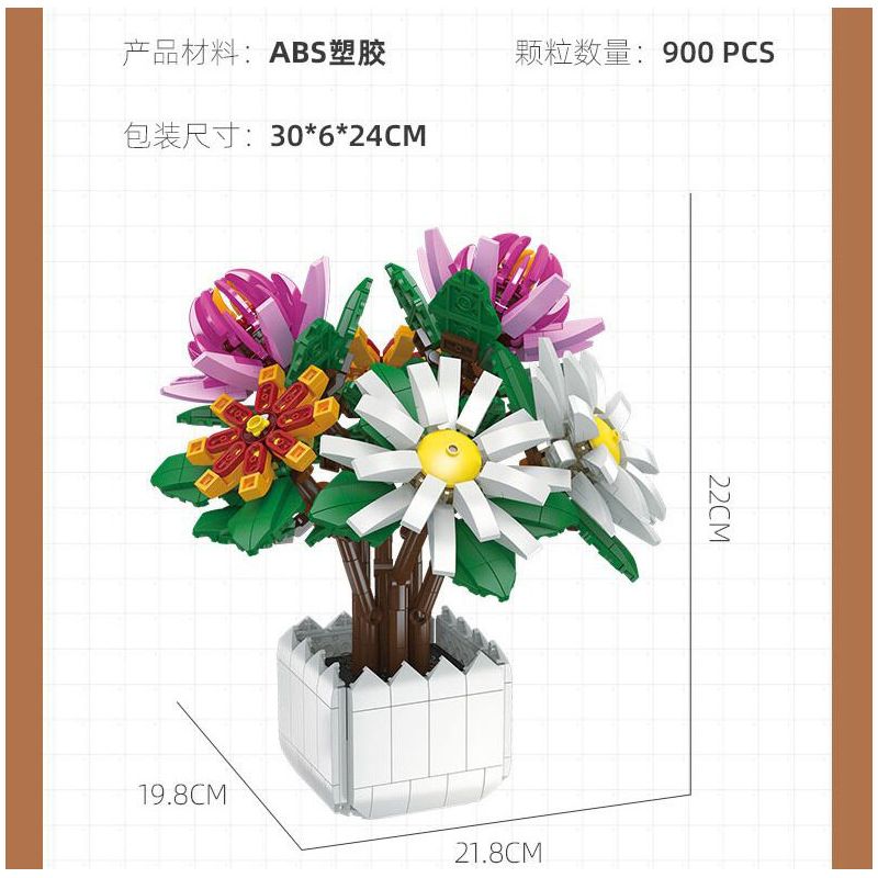 JIESTAR JJ9036 9036 CHẬU CÂY HOA CÚC bộ đồ chơi xếp lắp ráp ghép mô hình Creator CHIYSANTHEMUM POTTED PLANT Sáng Tạo 900 khối