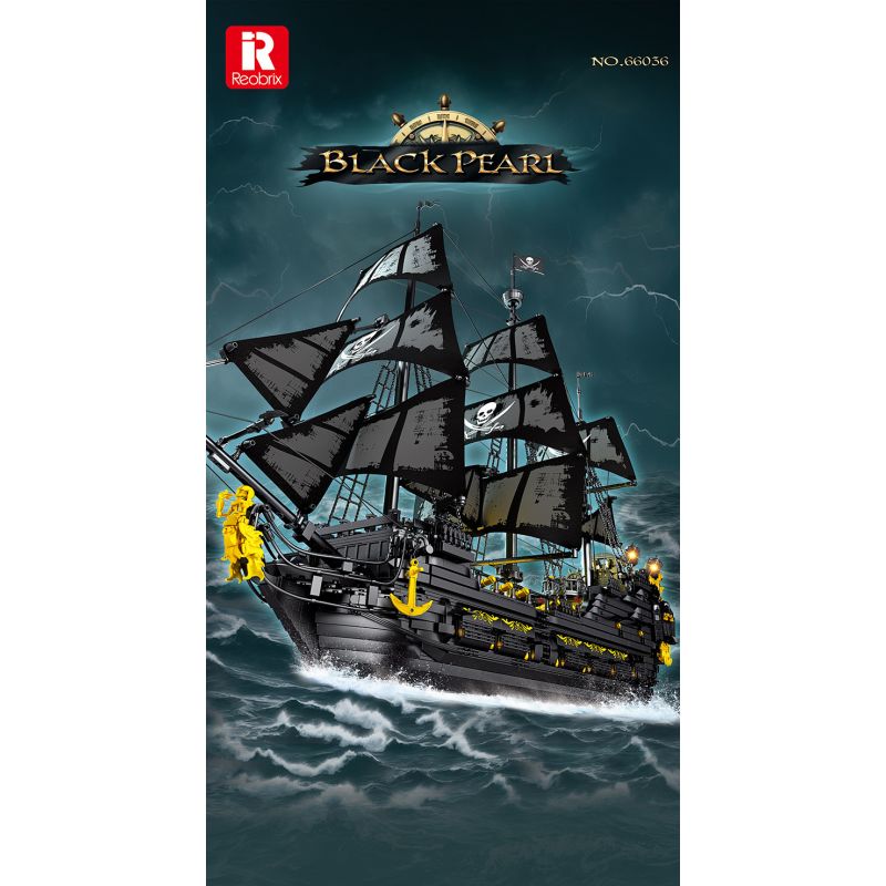 REOBRIX 66036 TÀU CƯỚP BIỂN NGỌC TRAI ĐEN bộ đồ chơi xếp lắp ráp ghép mô hình Pirates Of The Caribbean BLACK PEARL Cướp Biển Vùng Caribe 4708 khối