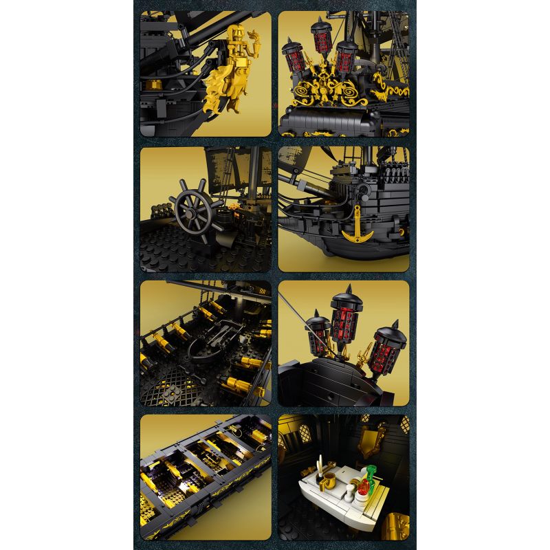 REOBRIX 66036 TÀU CƯỚP BIỂN NGỌC TRAI ĐEN bộ đồ chơi xếp lắp ráp ghép mô hình Pirates Of The Caribbean BLACK PEARL Cướp Biển Vùng Caribe 4708 khối