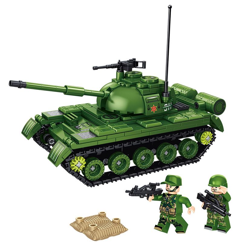 LE YI 66037 non Lego XE TĂNG BỌC THÉP BÁNH XÍCH KIỂU 59 bộ đồ chơi xếp lắp ráp ghép mô hình Military Army Quân Sự Bộ Đội 501 khối