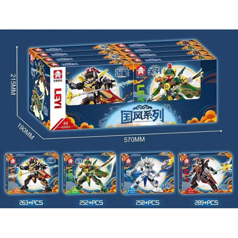 LE YI 62022 4 MÔ HÌNH CƠ GIÁP PHONG CÁCH TRUNG QUỐC ZHANG FEI GUAN YU ZHAO YUN LU BU bộ đồ chơi xếp lắp ráp ghép mô hình 1062 khối