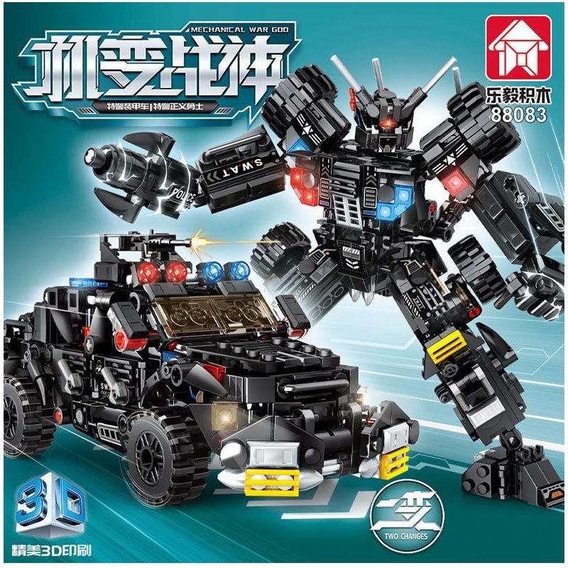 LE YI 88083 XE BỌC THÉP SWAT CƠ KHÍ bộ đồ chơi xếp lắp ráp ghép mô hình City Thành Phố 588 khối