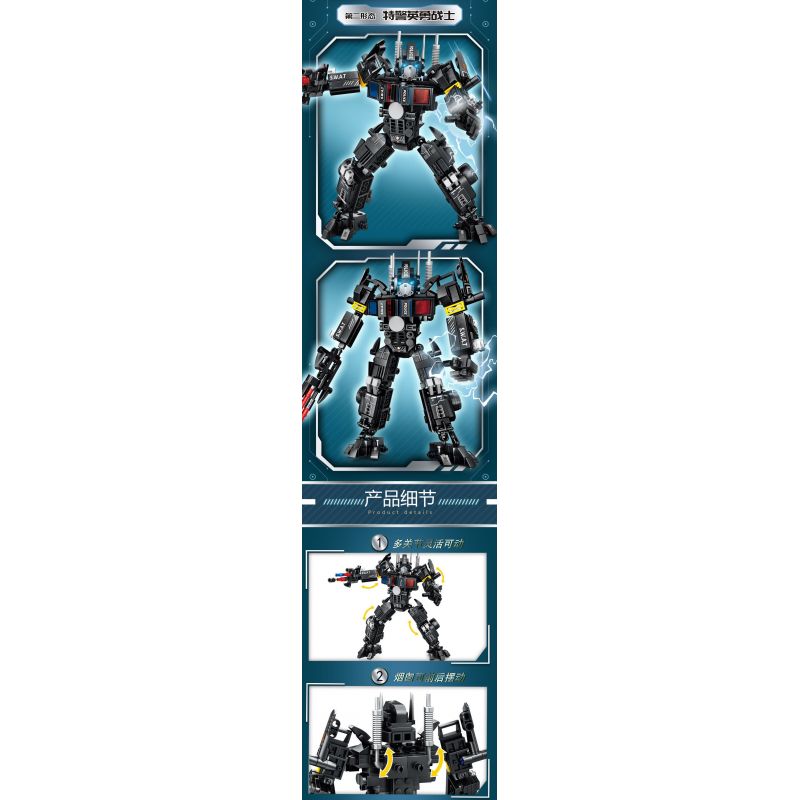 LE YI 88085 XE ĐẦU KÉO SWAT CƠ KHÍ bộ đồ chơi xếp lắp ráp ghép mô hình City Thành Phố 568 khối