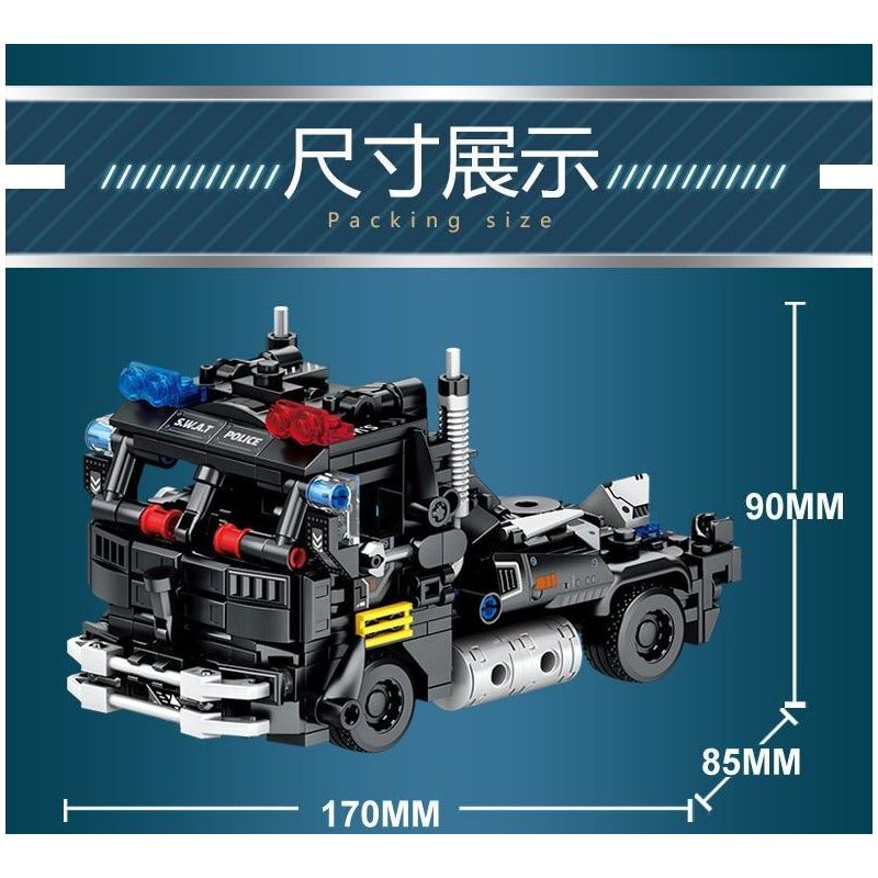 LE YI 88085 XE ĐẦU KÉO SWAT CƠ KHÍ bộ đồ chơi xếp lắp ráp ghép mô hình City Thành Phố 568 khối