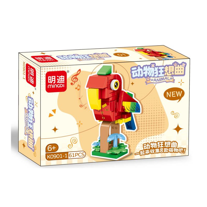 MINGDI LEIBAO K0901 0901 ANIMAL RHAPSODY 8 MẪU VẸT VỊT CÚ CHÓ GẤU TRÚC HƯƠU CAO CỔ SÓC bộ đồ chơi xếp lắp ráp ghép mô hình Creator Sáng Tạo 494 khối