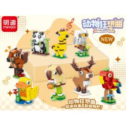 MINGDI LEIBAO K0901 0901 ANIMAL RHAPSODY 8 MẪU VẸT VỊT CÚ CHÓ GẤU TRÚC HƯƠU CAO CỔ SÓC bộ đồ chơi xếp lắp ráp ghép mô hình Creator Sáng Tạo 494 khối