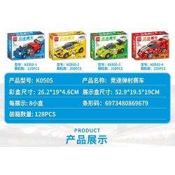 MINGDI LEIBAO K0505 0505 4 LOẠI XE PHÓNG ĐUA bộ đồ chơi xếp lắp ráp ghép mô hình Racers Đua Tốc Độ 879 khối