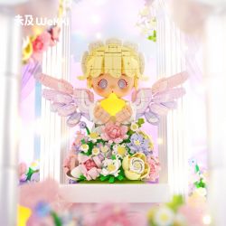 WEKKI 517205 ĐÈN NGỦ HOA THIÊN THẦN DỊU NHẸ bộ đồ chơi xếp lắp ráp ghép mô hình FLOWERS AND ANGLE