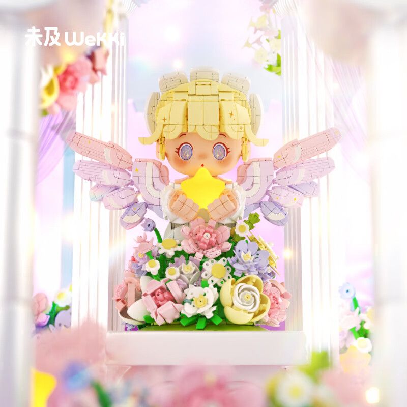 WEKKI 517205 ĐÈN NGỦ HOA THIÊN THẦN DỊU NHẸ bộ đồ chơi xếp lắp ráp ghép mô hình FLOWERS AND ANGLE