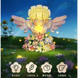 WEKKI 517205 ĐÈN NGỦ HOA THIÊN THẦN DỊU NHẸ bộ đồ chơi xếp lắp ráp ghép mô hình FLOWERS AND ANGLE