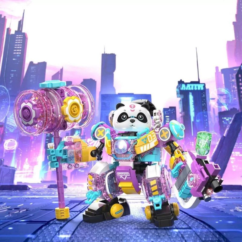 ZHEGAO 662012 GẤU TRÚC CƠ KHÍ LILIA bộ đồ chơi xếp lắp ráp ghép mô hình PANDA MECHA 618 khối