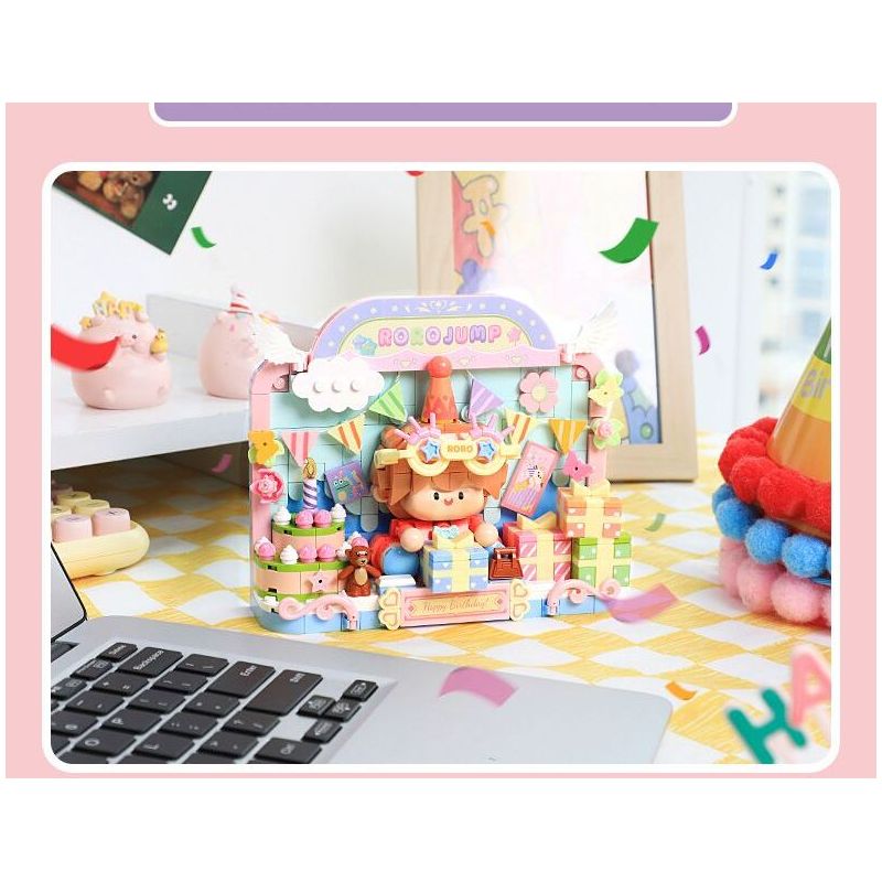 FEMIBOX S2303 2303 TRANH IN BOLOGNESE TIỆC SINH NHẬT bộ đồ chơi xếp lắp ráp ghép mô hình RORO JUMP 458 khối