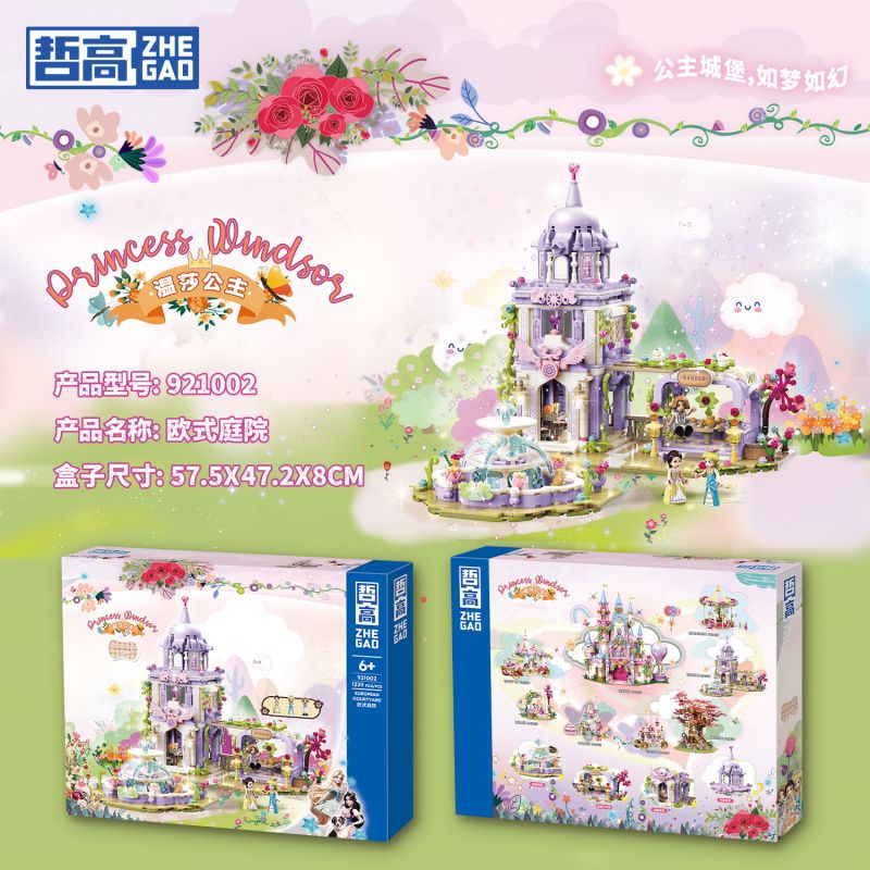 ZHEGAO 921002 CÔNG CHÚA WINDSOR KHOẢNG SÂN MANG PHONG CÁCH CHÂU bộ đồ chơi xếp lắp ráp ghép mô hình Girl EUROPEAN COURTYARD Con Gái 1239 khối