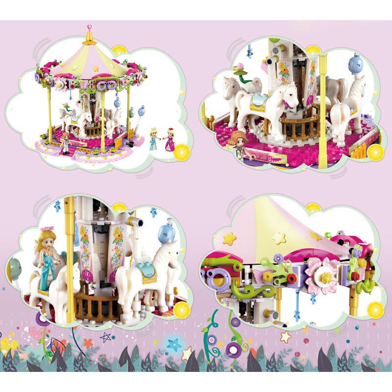 ZHEGAO 921005 CÔNG CHÚA WINDSOR VÙNG ĐẤT BĂNG CHUYỀN bộ đồ chơi xếp lắp ráp ghép mô hình Girl CAROUSEL PARADISE Con Gái 775 khối