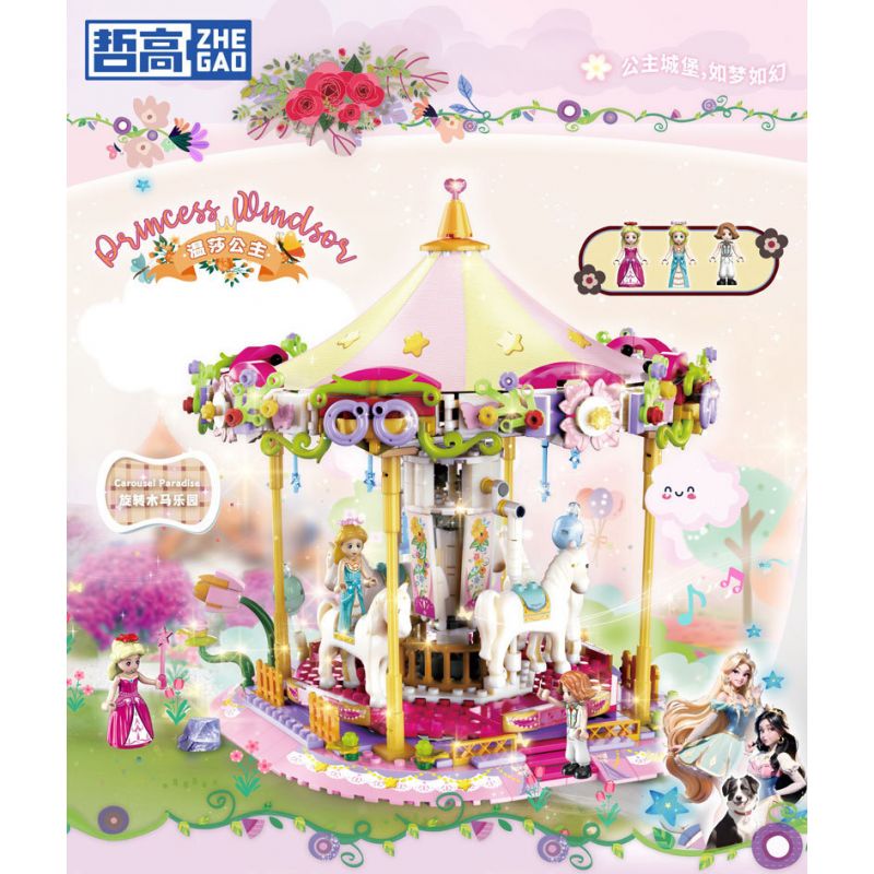 ZHEGAO 921005 CÔNG CHÚA WINDSOR VÙNG ĐẤT BĂNG CHUYỀN bộ đồ chơi xếp lắp ráp ghép mô hình Girl CAROUSEL PARADISE Con Gái 775 khối