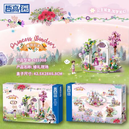 ZHEGAO 921008 CÔNG CHÚA XỨ WINDSOR CẢNH ĐÁM CƯỚI bộ đồ chơi xếp lắp ráp ghép mô hình Girl WEDDING SCENE Con Gái 364 khối
