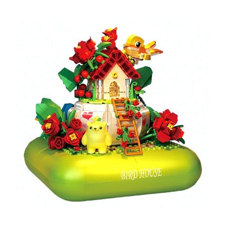 ZHEGAO 663014 GẤU VỪA CHỚM NỞ LỄ HỘI ÂM NHẠC RỪNG bộ đồ chơi xếp lắp ráp ghép mô hình FLOWERS BIRD HOUSE 696 khối