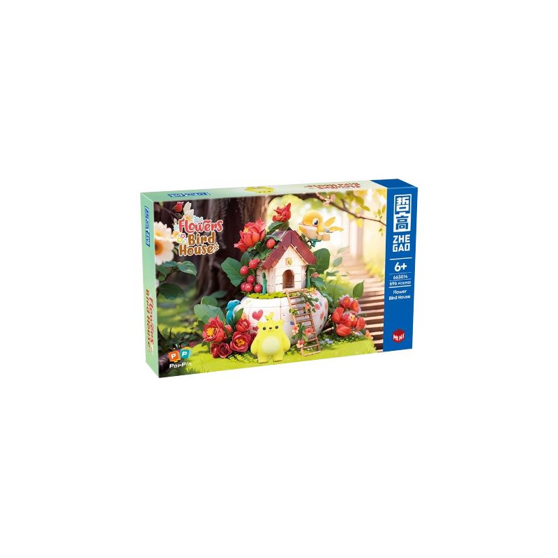 ZHEGAO 663014 GẤU VỪA CHỚM NỞ LỄ HỘI ÂM NHẠC RỪNG bộ đồ chơi xếp lắp ráp ghép mô hình FLOWERS BIRD HOUSE 696 khối