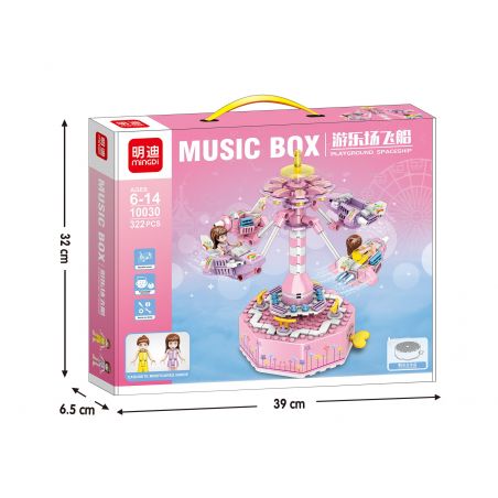 MINGDI 10030 non  HỘP ÂM NHẠC SÂN CHƠI SPACESHIP bộ đồ chơi xếp lắp ráp ghép mô hình Girl MUSIC BOX PLAYGROUND SPACESHIP Con Gái 322 khối