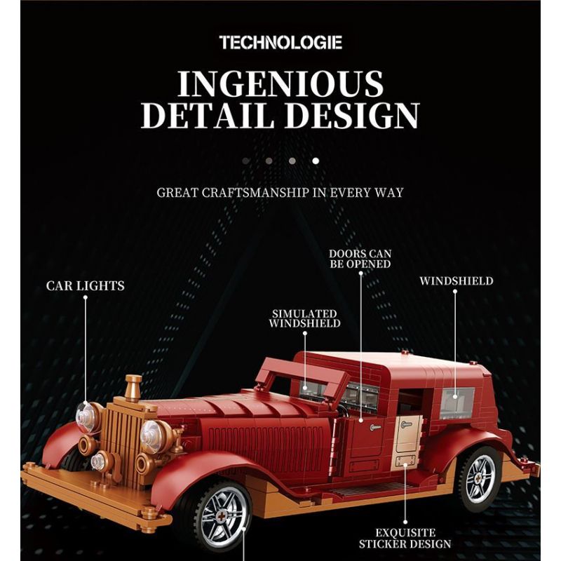 REOBRIX 11033 XE CỔ ĐIỂN ẢO tỷ lệ 1:12 bộ đồ chơi xếp lắp ráp ghép mô hình Creator Sáng Tạo 865 khối