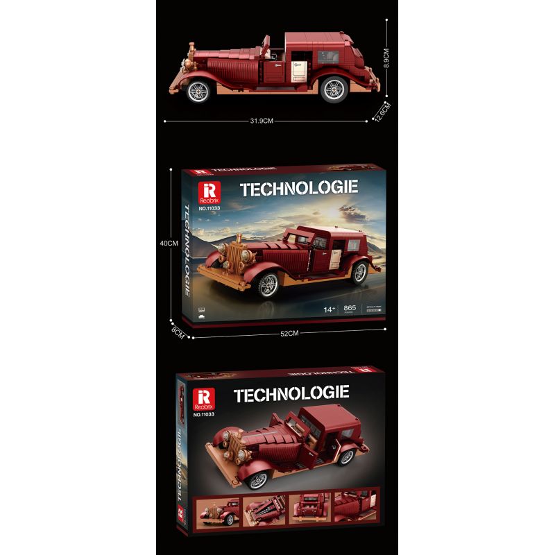 REOBRIX 11033 XE CỔ ĐIỂN ẢO tỷ lệ 1:12 bộ đồ chơi xếp lắp ráp ghép mô hình Creator Sáng Tạo 865 khối