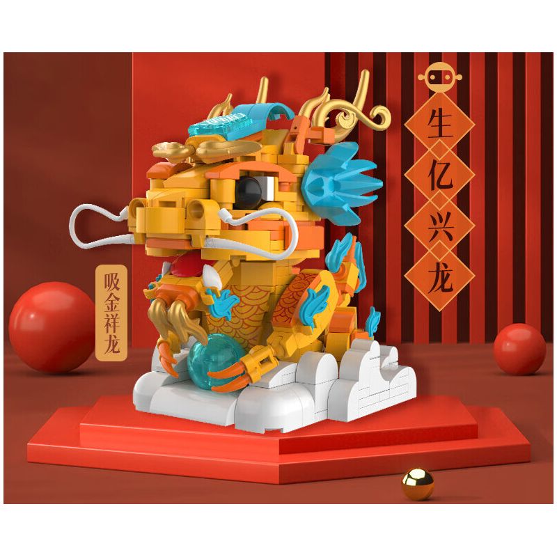 JAKI JK5137 5137 THẦN THÚ XU HƯỚNG QUỐC GIA RỒNG TỐT LÀNH THU HÚT VÀNG bộ đồ chơi xếp lắp ráp ghép mô hình Creator LUCKY DRAGON Sáng Tạo